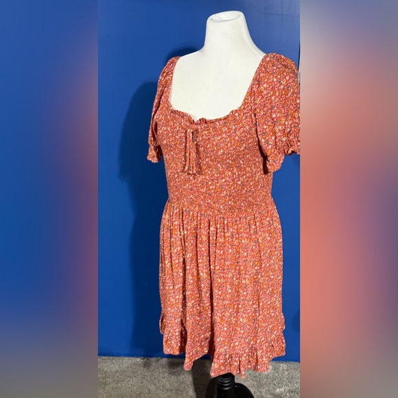 AUW Floral Smocked Mini Dress - Rust and Mustard - Picture 5 of 8